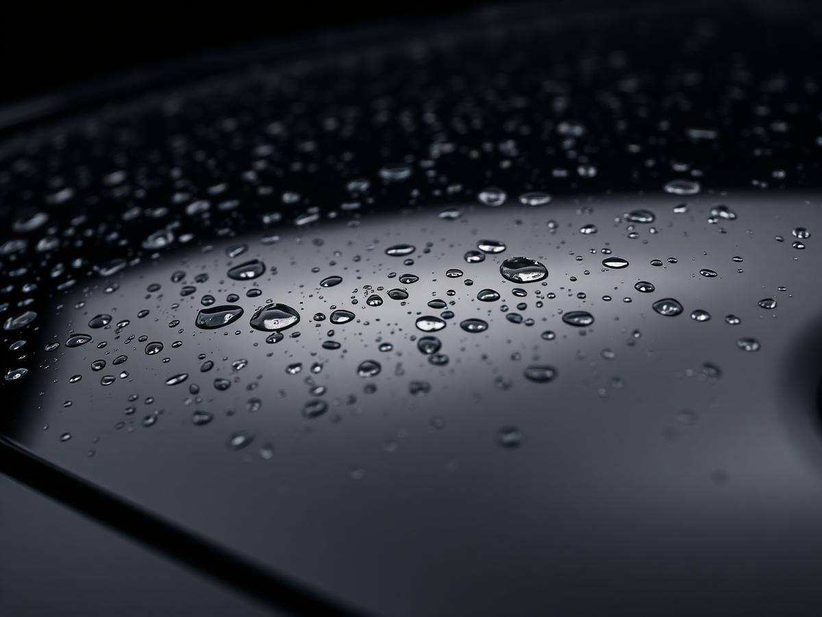 Water beading tightly on ceramic coated black paint